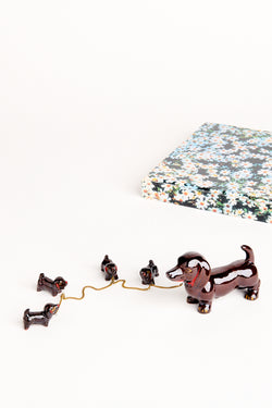 Japanese Ceramic Dachshund Family