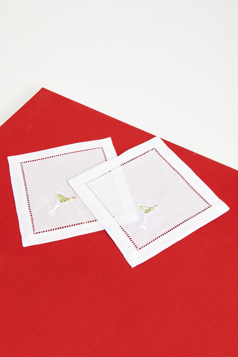 Embroidered Martini Cocktail Napkins