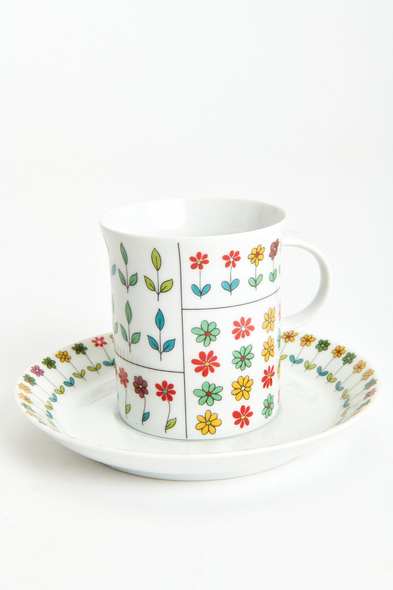 Pucci Floral Coffee Cup & Saucer Set of Two