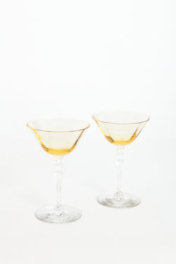 1930s Yellow Waterfall Stem Cocktail Glass