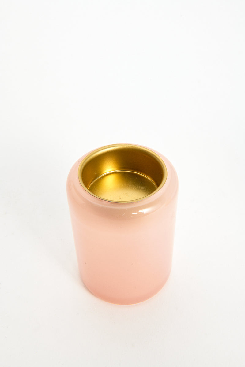 Murano Pink Glass Votive Candle Holder Set of Two