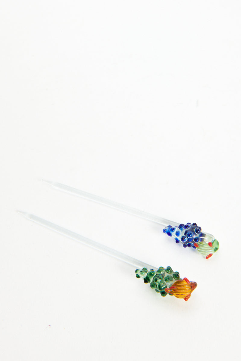 Handblown Glass Berry Cocktail Picks (Set of 5)