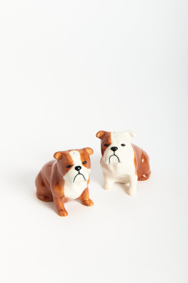 Handmade Ceramic English Bulldog Salt & Pepper Shakers