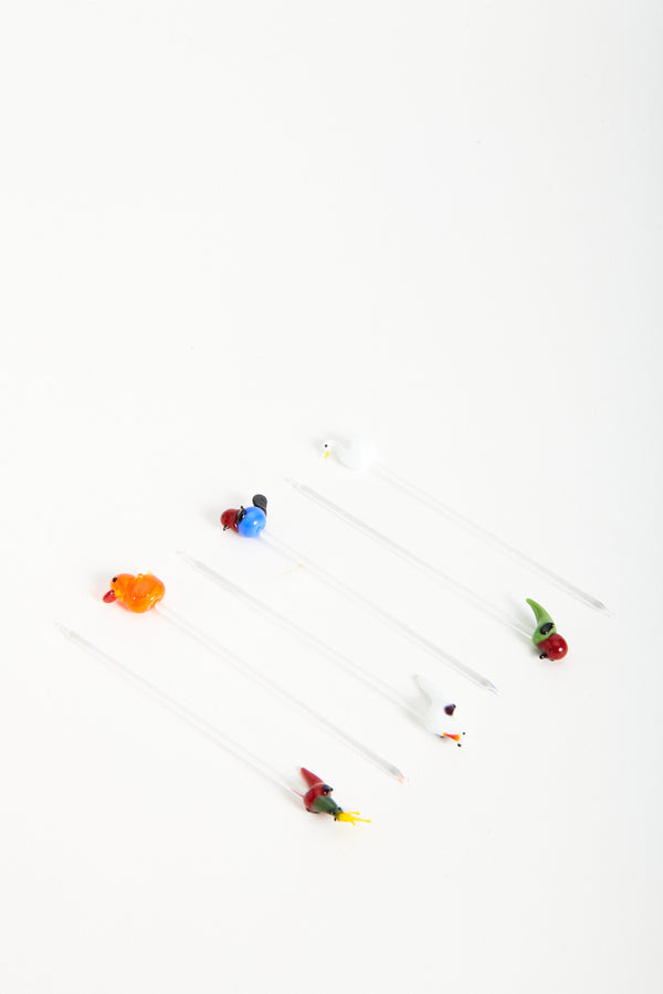 German Glass Bird Cocktail Picks