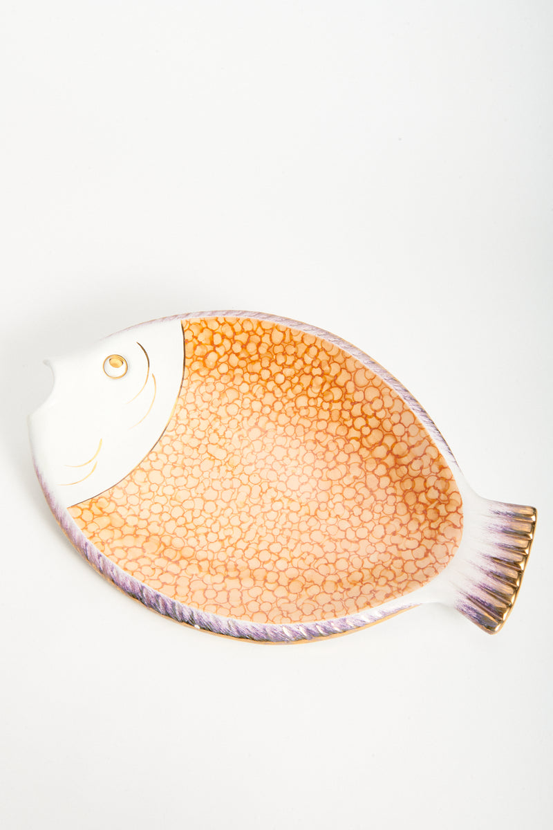 Orange Hand Painted Italian Ceramic Fish Platter