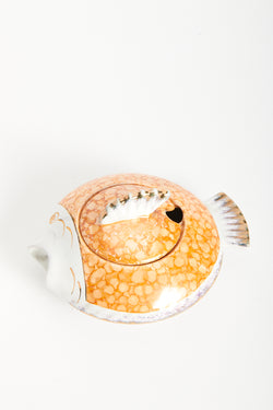 Orange Hand Painted Italian Ceramic Fish Gravy Boat