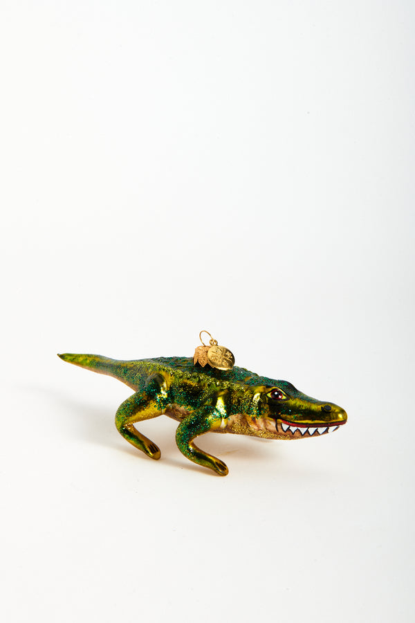 Crocodile Blown Glass Ornament