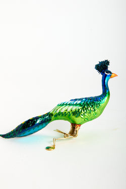 Peacock Blown Glass Ornament