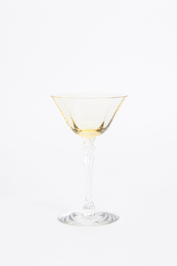 Rare Yellow Waterfall Stem Mini Cocktail Glass