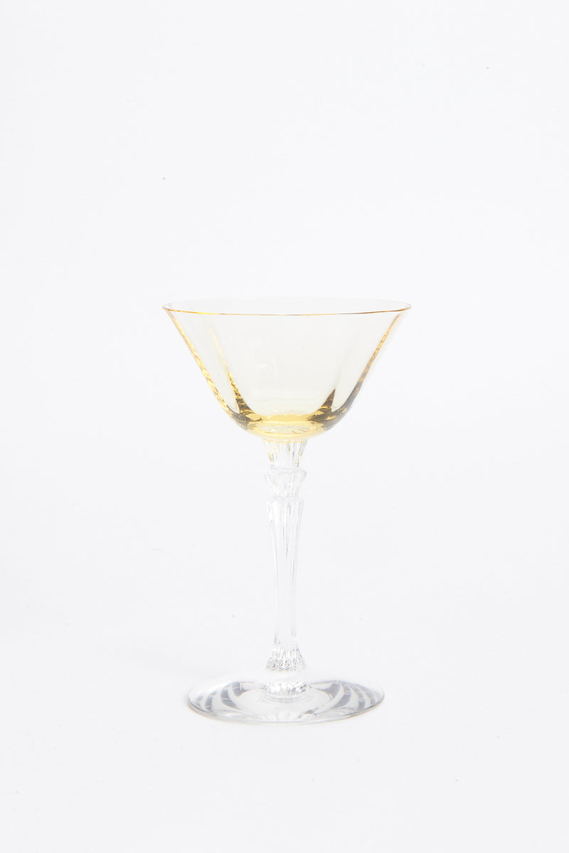 Rare Yellow Waterfall Stem Mini Cocktail Glass