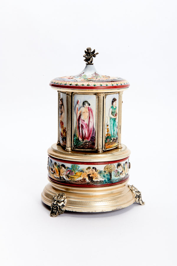 1970s Italian Capodimonte Porcelain Music Box/Hidden Dispenser