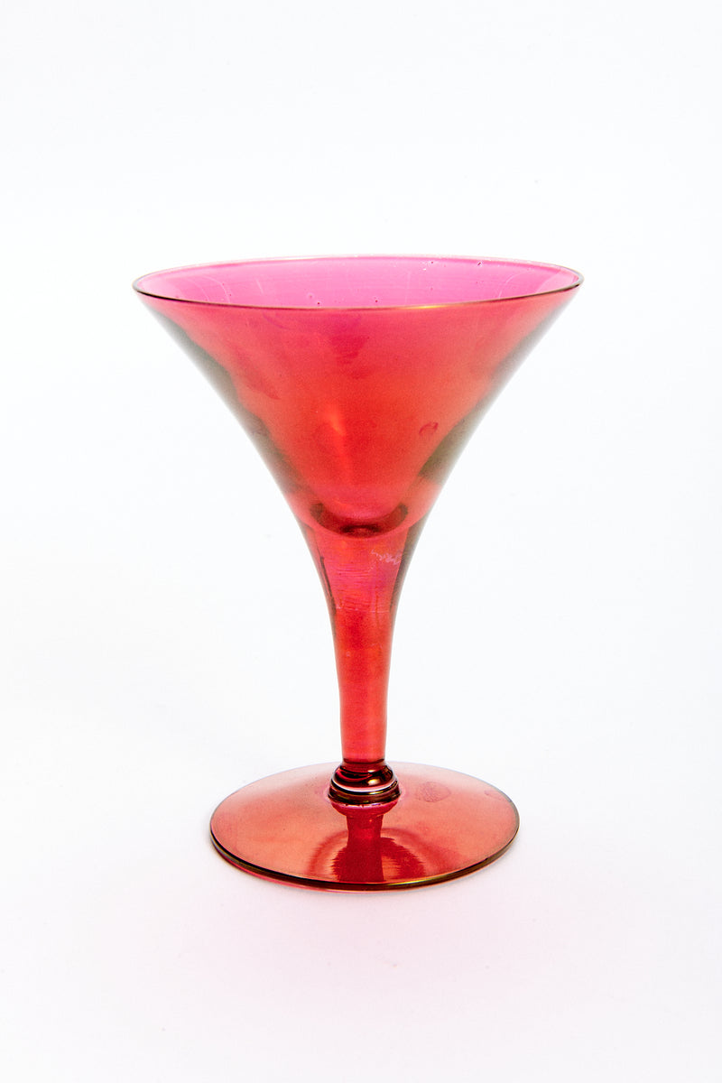 Opalescent Hot Pink/Cranberry Martini Cocktail Pitcher Set