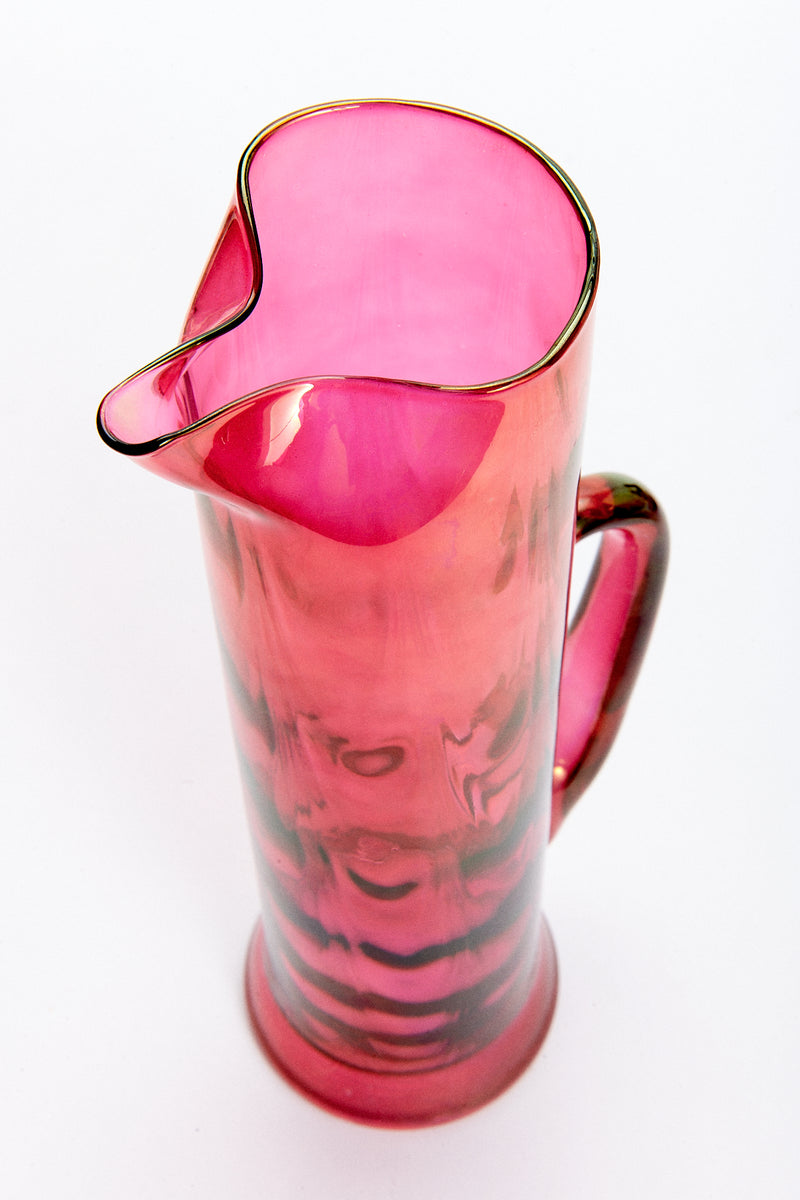 Opalescent Hot Pink/Cranberry Martini Cocktail Pitcher Set