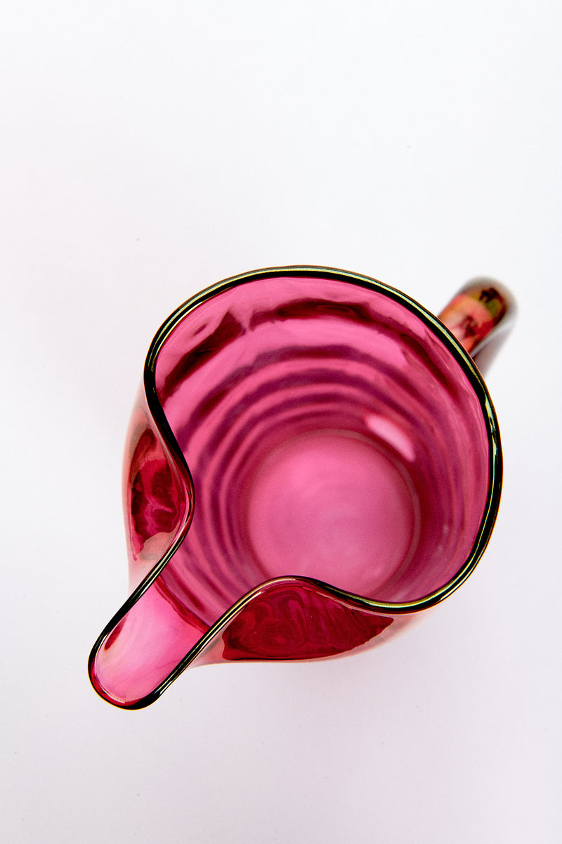 Opalescent Hot Pink/Cranberry Martini Cocktail Pitcher Set