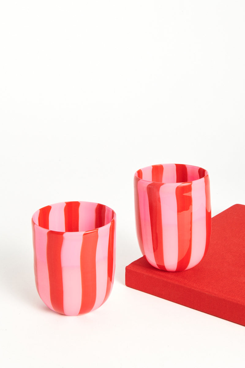 Candy Stripe Murano Glass Tumbler