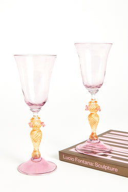 Italian Murano Pink Wine Glass