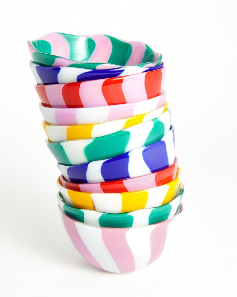 Candy Striped Murano Glass Bowl