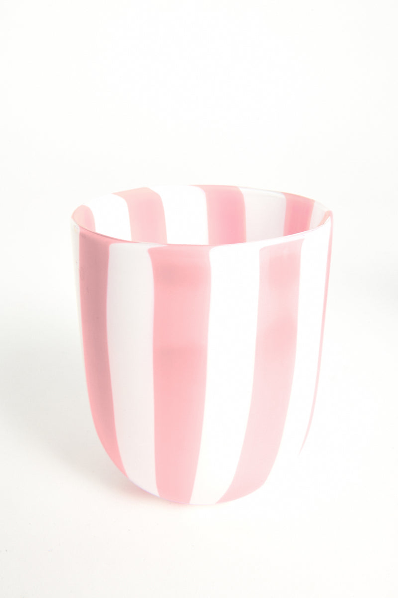 Pink Candy Striped Murano Glass Tumbler