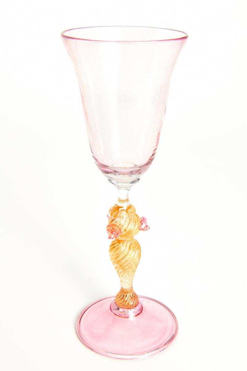 Italian Murano Pink Wine Glass