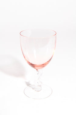 Pale Pink Wavy Stem Wine Glass