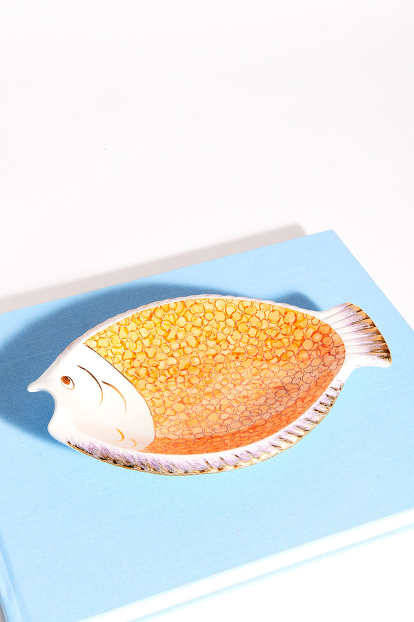 Orange Hand Painted Italian Ceramic Fish Platter Set