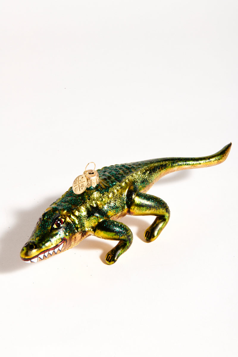 Crocodile Blown Glass Ornament