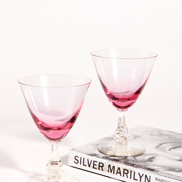 Fuchsia Decorative Stem Cocktail Glasses Set of Two – Rosemary Home