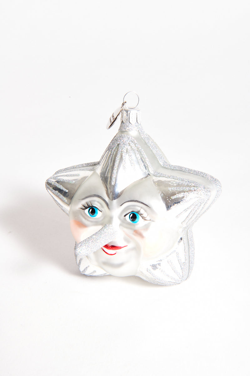 Moon Star Blown Glass Ornament