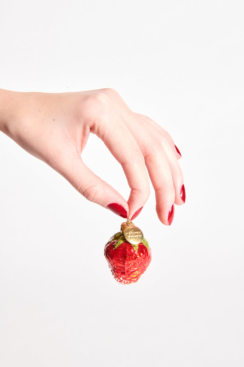 Strawberry Blown Glass Ornament